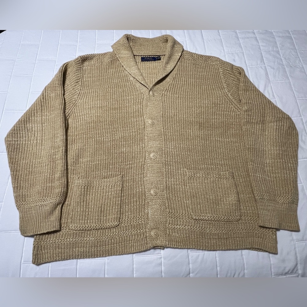 Gold Polo Ralph Lauren Men’s XXL Shawl Collar Cardigan Sweater